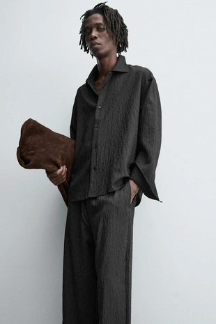 Рубашка струящегося покроя в полоску- Заказать в России