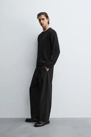 Трикотажный свитер с рельефной текстурой и отделкой- Заказать в России