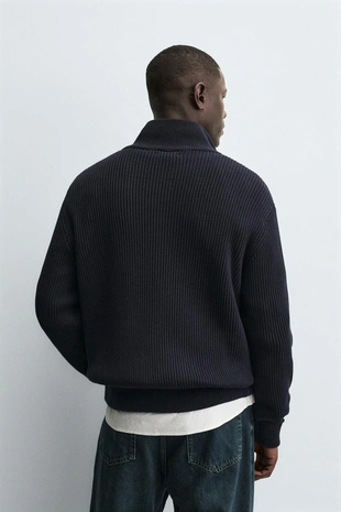 Navy blue | 3284/335/401 - Zara Кардиган платочной вязки на молнии