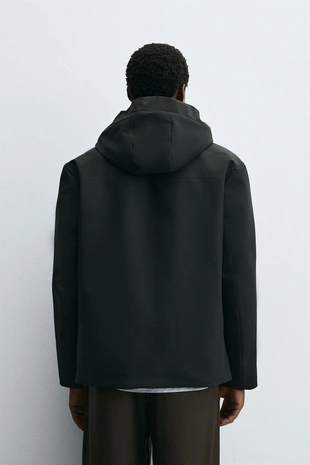 Black | 4695/500/800 - Zara Куртка из технологичной ткани с капюшоном