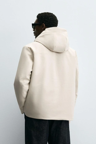 Oyster-white | 4695/500/251 - Zara Куртка из технологичной ткани с капюшоном