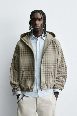 Куртка свободного кроя в клетку- Заказать в России
