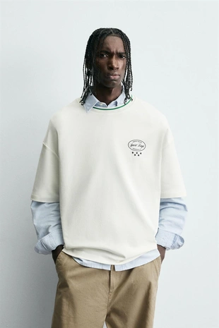 Футболка с контрастным принтом- Заказать в России