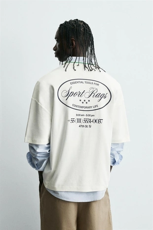 Футболка с контрастным принтом- Заказать в России