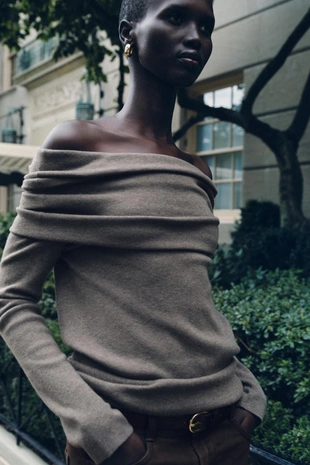 Трикотажный топ без бретелей со сборками- Заказать в России