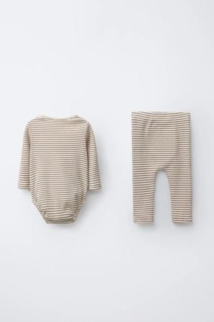 Купить Zara Комплект из боди и легинсов в полоску