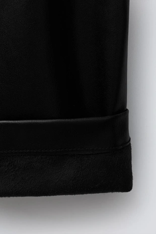 Брюки из искусственной кожи с бантами- Заказать в России