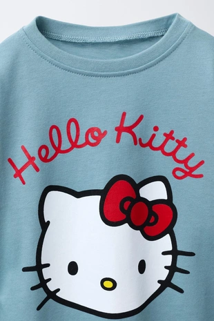 Mid-blue | 6224/516/427 - Zara Футболка HELLO KITTY © SANRIO с бантами