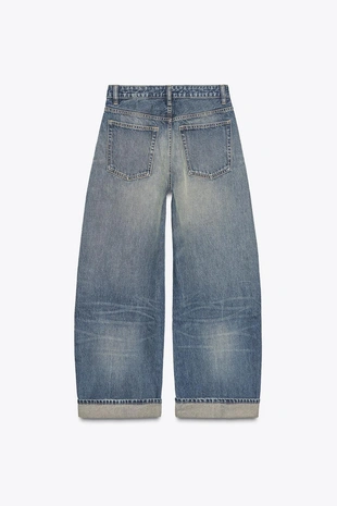 Купить Zara Джинсы TRF BAGGY FOLDED с разрезами и средней посадкой