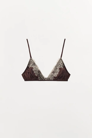 Бралетт из шелка с кружевом- Заказать в России