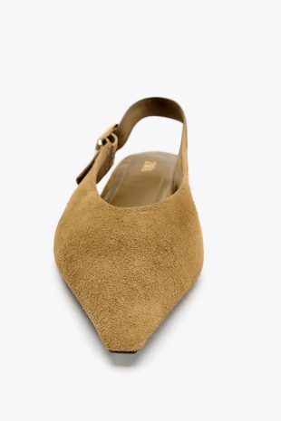 Туфли с открытой пяткой из двух видов кожи- Заказать в России