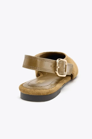 Туфли с открытой пяткой из двух видов кожи- Заказать в России