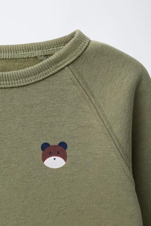 Khaki | 4174/593/505 - Zara Комплект из толстовки и джоггеров с принтом