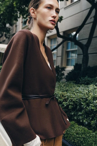 Кардиган с поясом- Заказать в России