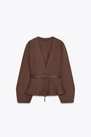 Кардиган с поясом- Заказать в России