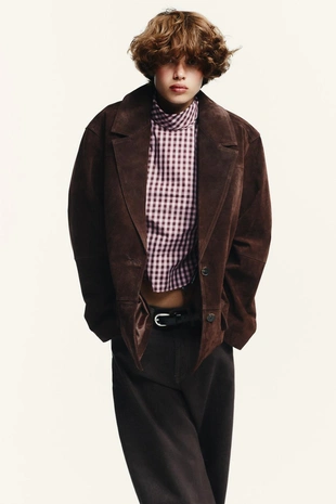 Блейзер OVERSIZE из замшевой кожи- Заказать в России