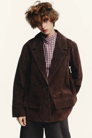 Блейзер OVERSIZE из замшевой кожи- Заказать в России