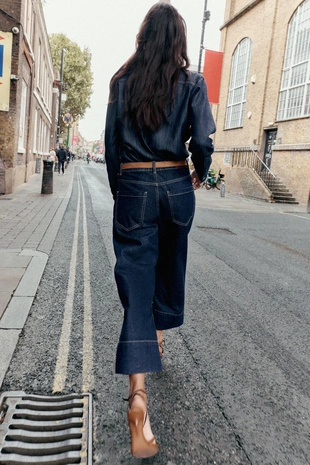 Z1975 WIDE-LEG CROPPED HIGH-WAIST JEANS WITH BELT- Заказать в России