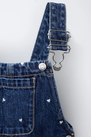 Blue | 4441/581/407 - Zara Джинсовый комбинезон с вышивкой «сердца»