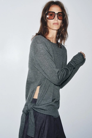 Вязаный свитер с узлом из шерсти- Заказать в России