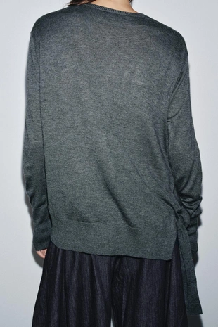 Вязаный свитер с узлом из шерсти- Заказать в России