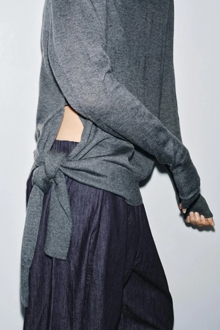 Вязаный свитер с узлом из шерсти- Заказать в России