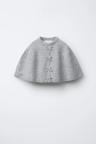 Grey | 3920/704/802 - Zara Пончо-накидка с бантиками