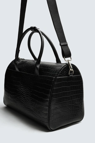 Black | 3111/520/800 - Zara Дорожная сумка с тиснением под крокодила