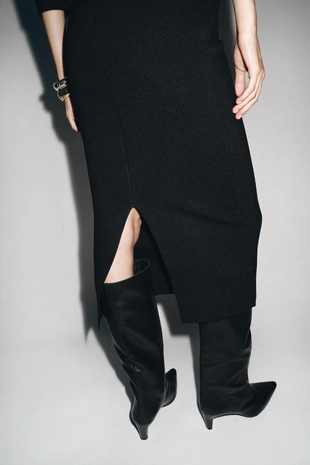 Трикотажная юбка-миди- Заказать в России