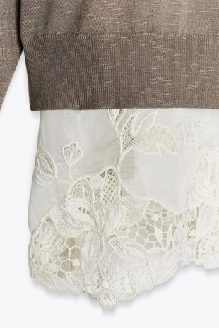 Комбинированный трикотажный джемпер- Заказать в России