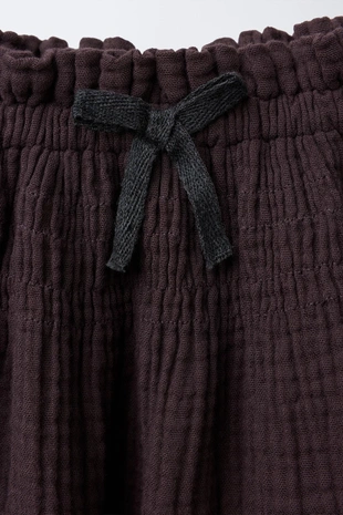 Burgundy | 6603/445/686 - Zara Юбка-шорты с бантом и текстурой