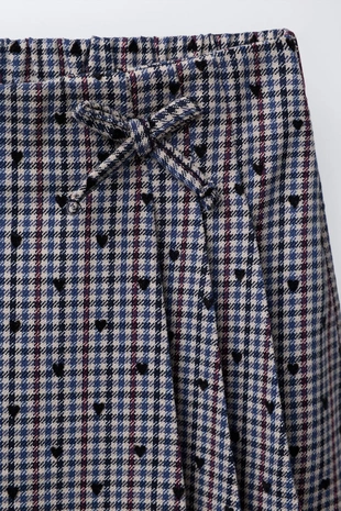 Blue grey | 1608/553/819 - Zara Юбка-шорты в клетку с сердечками