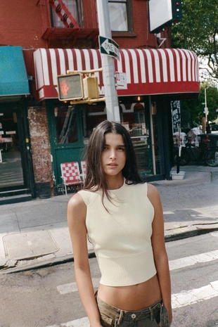 Ecru | 5536/136/712 - Zara Топ из трикотажа без рукавов