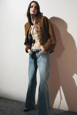 Khaki | 5761/242/505 - Zara Кожаная куртка-бомбер ZW COLLECTION LIMITED EDITION