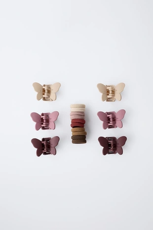 Набор «коробочка с заколками-бабочками и резинками для волос»- Заказать в России