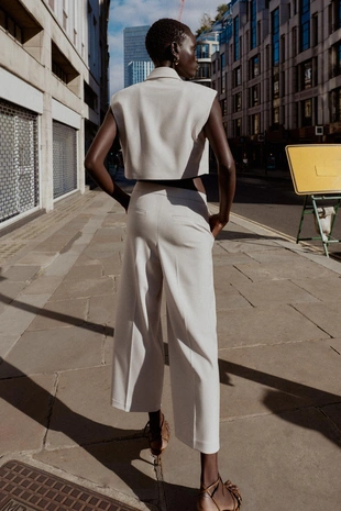 Брюки-кюлоты с высокой посадкой- Заказать в России