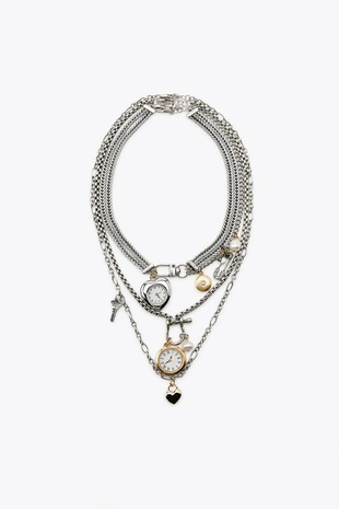 Набор из 3 колье с подвесками «часы» и шармами- Заказать в России