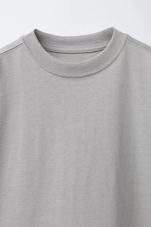 Grey | 1887/749/802 - Zara Однотонная футболка MEDIUM WEIGHT