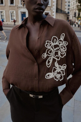 Рубашка с цветочной тканью- Заказать в России