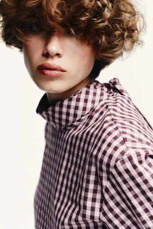 Рубашка из поплина в клетку виши- Заказать в России