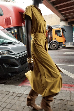 Платье миди из поплина- Заказать в России