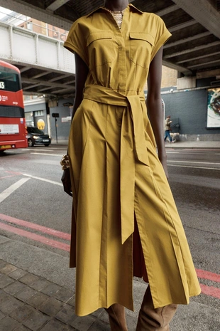 Платье миди из поплина- Заказать в России