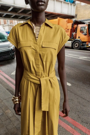 Платье миди из поплина- Заказать в России