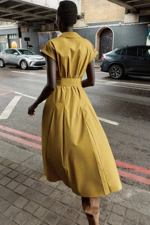 Платье миди из поплина- Заказать в России