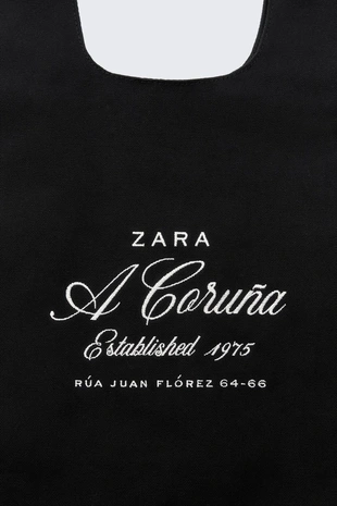 Black | 3920/991/800 - Zara Сумка-шопер с вышивкой 50TH ANNIVERSARY