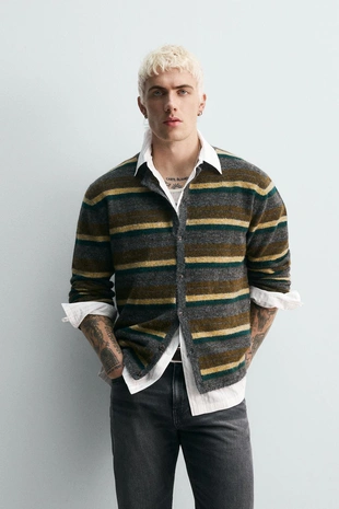 Жаккардовый кардиган в полоску- Заказать в России