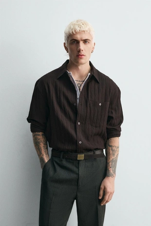 Жаккардовая рубашка в полоску лимитированная серия- Заказать в России