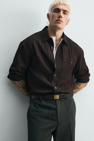 Жаккардовая рубашка в полоску лимитированная серия- Заказать в России