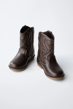 Brown | 6123/630/700 - Zara Ковбойские сапоги с вышивкой
