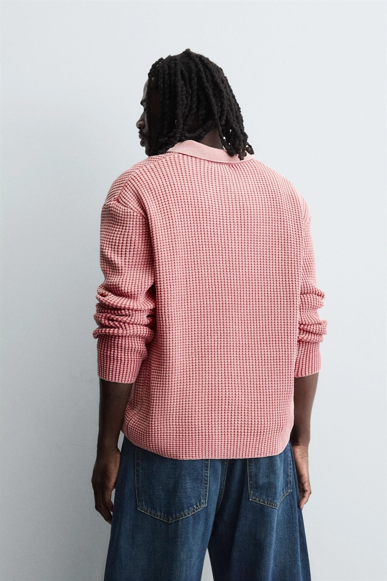 Поло из вымытого вафельного трикотажа